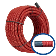 Imagine Tub flexibil D50 cu perete dublu roșu cu fir de tragere