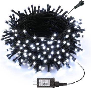 Arată detalii pentru Șir exterior 100 LED Alb Rece cu Cablu Negru 10m  Imagine Șir exterior 100 LED Alb Rece cu Cablu Negru 10m