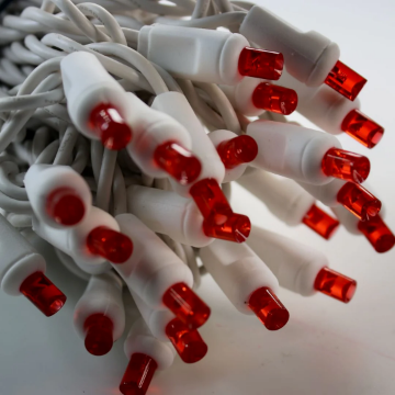 Arată detalii pentru Șir extensibil 50 LED roșii cu cablu alb 5m - S-OUT Imagine Șir extensibil 50 LED roșii cu cablu alb 5m - S-OUT