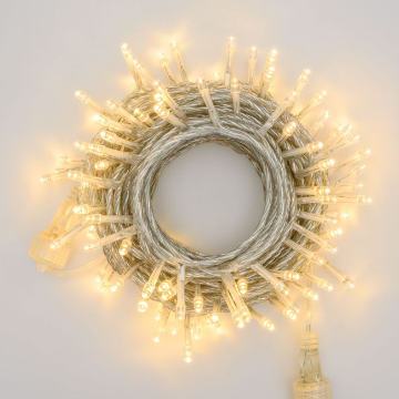Arată detalii pentru Șir exterior 100 LED alb cald cu cablu alb 10m - S-OUT Imagine Șir exterior 100 LED alb cald cu cablu alb 10m - S-OUT