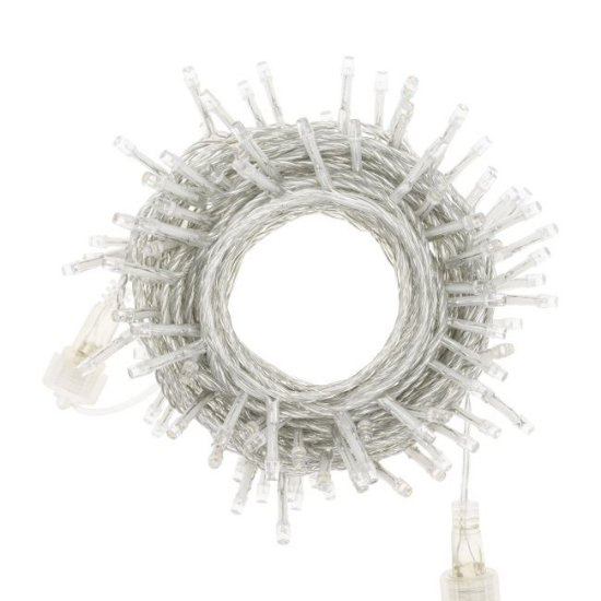 Imagine Șir luminos, 100 LED-uri intermitente, cablu alb, 90 LED-uri alb cald + 10 LED-uri albe FLASH
