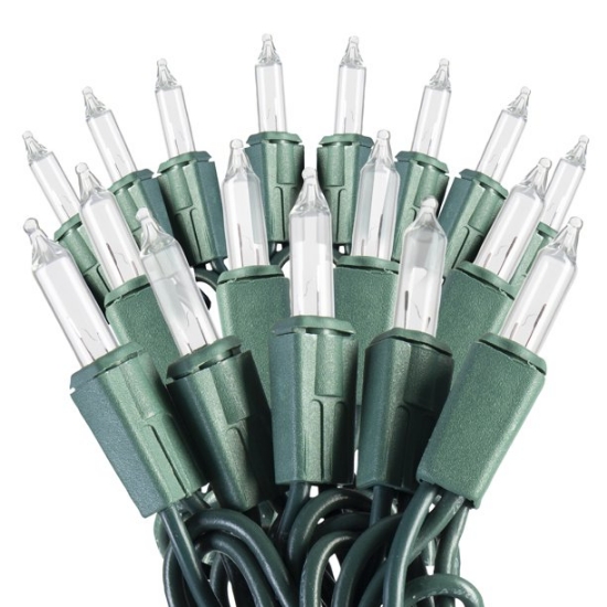 Imagine Șir luminos, 100 LED-uri de 5mm, cablu verde, LED-uri alb cald la fiecare 10 cm