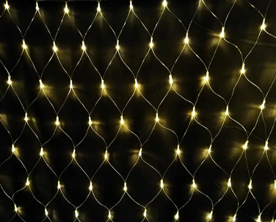 Imagine Plasă extensibilă 144 LED lumina calda cu Cablu Negru 1.2x1.5m