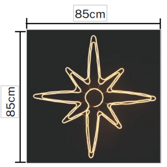 Imagine Stea decorativă cu 270 LED-uri alb cald și cablu negru de 1m STAR-010-WW