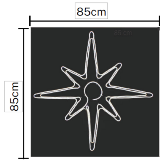 Imagine Stea decorativă cu 270 LED-uri alb rece și cablu negru de 1m