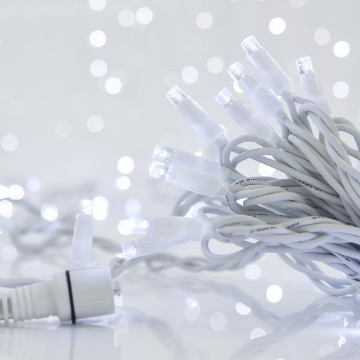 Arată detalii pentru Șir luminos, 100 LED-uri de 5mm, cablu alb, LED-uri albe la fiecare 10 cm Imagine Șir luminos, 100 LED-uri de 5mm, cablu alb, LED-uri albe la fiecare 10 cm