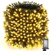 Imagine Șir luminos 100 LED Alb Cald 230V Interconectabil IP67 cu Cablu Verde 1,5M