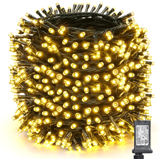Imagine Șir luminos 100 LED Alb Cald 230V Interconectabil IP67 cu Cablu Verde 1,5M