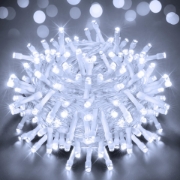 Imagine Șir luminos 100 LED-uri Albe 230V Interconectabil IP65 cu Cablu Alb 1,5M
