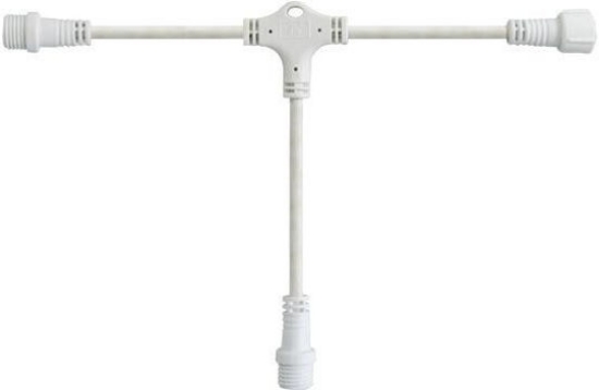 Imagine Cablu din cauciuc alb, tip T,  cu 3 conectori, lungime 10 cm,  IP65