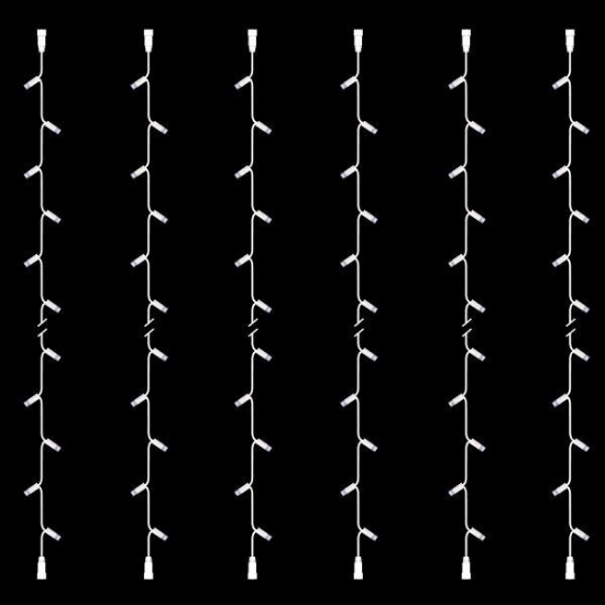 Imagine Șir luminos, 20 LED-uri albe, cablu de cauciuc alb, 6 buc/set, 2 conectori, IP65 