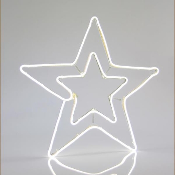 Arată detalii pentru Stea dublă LED  neon 3 m, conexiune dublă, lumină albă, 56x58 cm, IP44 Imagine Stea dublă LED  neon 3 m, conexiune dublă, lumină albă, 56x58 cm, IP44