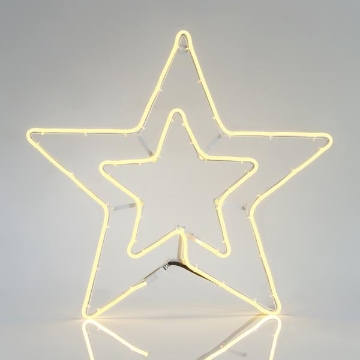 Arată detalii pentru Stea dublă LED neon 3 m, conexiune dublă, lumină alb caldă, 56x58 cm, IP44 Imagine Stea dublă LED neon 3 m, conexiune dublă, lumină alb caldă, 56x58 cm, IP44