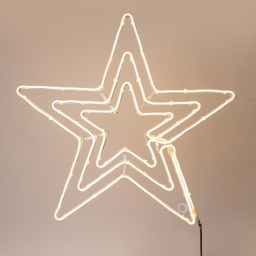 Arată detalii pentru Stea triplă  LED  neon 5 m, conexiune dublă, lumină alb caldă, 60x60 cm, IP44 Imagine Stea triplă  LED  neon 5 m, conexiune dublă, lumină alb caldă, 60x60 cm, IP44