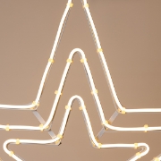 Imagine Stea triplă  LED  neon 5 m, conexiune dublă, lumină alb caldă, 60x60 cm, IP44