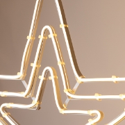 Imagine Stea triplă  LED  neon 5 m, conexiune dublă, lumină alb caldă, 60x60 cm, IP44