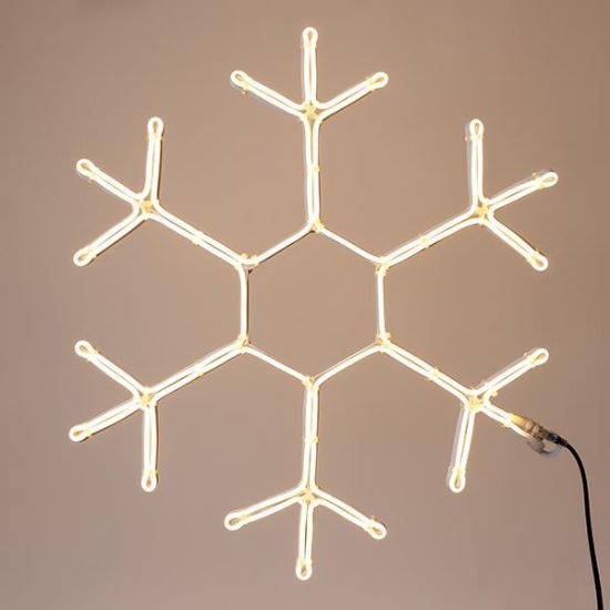 Imagine Fulg de nea LED  neon 5 m, conexiune dublă, lumină alb caldă, 59x50 cm, IP44