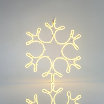 Arată detalii pentru Fulg de nea LED neon 3 m, conexiune dublă, lumină alb caldă, 38x35 cm, IP44 Imagine Fulg de nea LED neon 3 m, conexiune dublă, lumină alb caldă, 38x35 cm, IP44