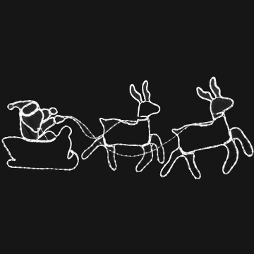 Arată detalii pentru Moș Crăciun cu sanie LED 12m, alb, IP44, 220x60cm Imagine Moș Crăciun cu sanie LED 12m, alb, IP44, 220x60cm