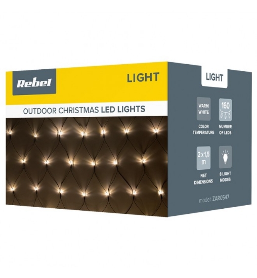 Imagine Instalație iluminat festiv exterior plasă 160 LED alb cald IP44 2x1.5m