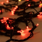 Imagine Șir luminos, 100 LED-uri, cablu verde, 90 LED-uri roșii + 10 LED-uri alb cald