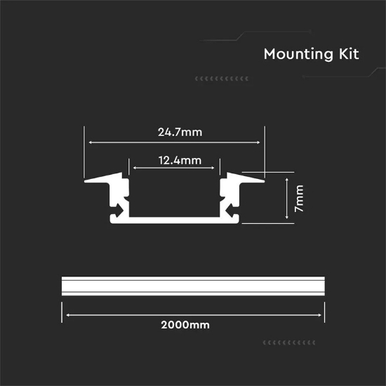 Imagine Profil Aluminiu pentru Bandă LED 2m 24,7mm x 7mm Alb SKU3368