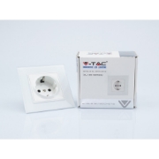Imagine Priză simplă 16A cu ramă din sticlă albă