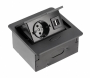 Imagine Priză încorporabilă Avaro 1xSchuko 2xUSB A+C 1.5m negru