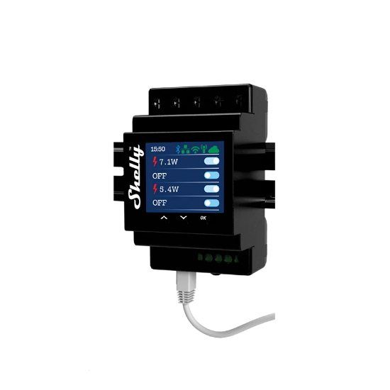 Imagine Shelly Pro 4PM Comutator Inteligent cu 4 Canale WiFi LAN Sina DIN Contor de Putere