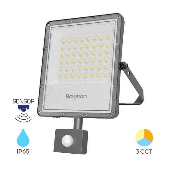 Imagine Proiector LED PF 50W 3IN1 cu Senzor 5500LM cu Lentilă 90° IP65 Gri BR-BT65-25082