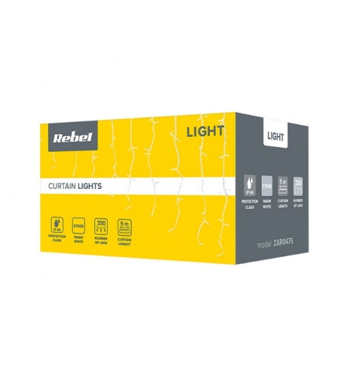 Imagine Perdea 330 LED-URI IP44 Alb Cablu 5M REBEL 