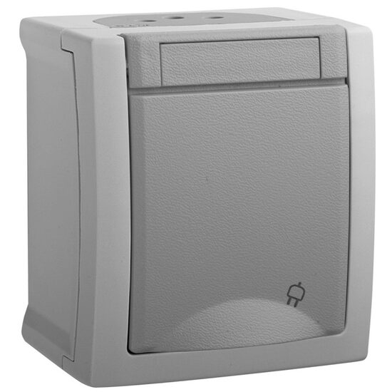 Imagine Priză simplă Schuko 2P+E cu întrerupător PT 10A 250V IP54 gri Panasonic