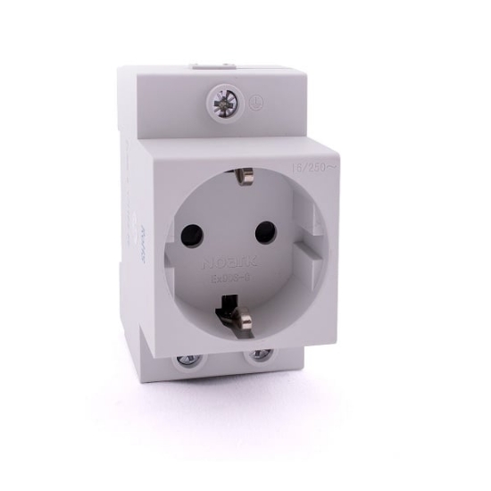 Imagine Priză modulară Noark, montaj pe șină, Schuko, 2P+E, 16A, albă