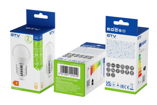 Imagine Bec LED sferic GTV G45 E27 6W 470lm 160° lumină caldă 3000K