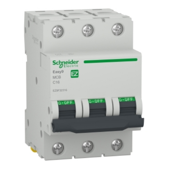 Imagine Siguranță automată tripolară Schneider Electric Easy9 16A curba C 4.5kA EZ9F32316