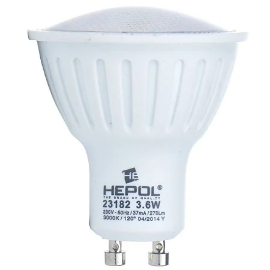Imagine Bec LED HEPOL ECOLINE, forma spot, GU10, 3.6W, 30000 ore, lumină caldă