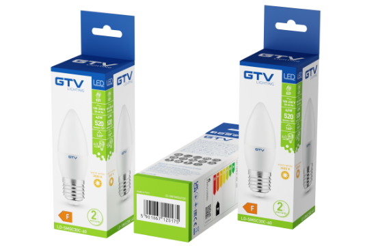 Imagine Bec LED lumânare GTV E27 6W 470lm 160° lumină caldă 3000K