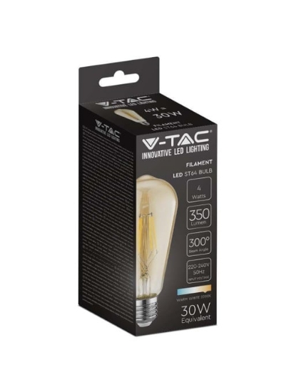 Imagine Bec LED ST64 E27 4W cu filament 2200K model Edison