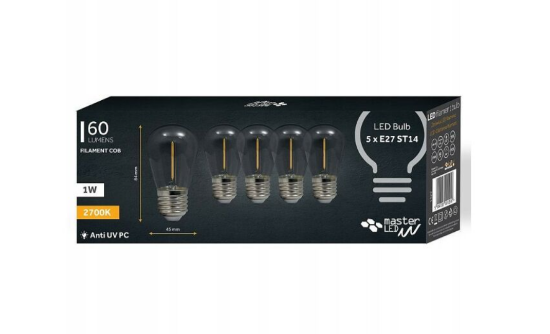 Imagine Set 5 becuri E27 filament 1W 230V