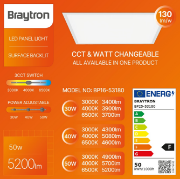 Imagine Lampa Panel Aplicabil Backlite SRC 50W 300x1200 Alb 3in1 Braytron