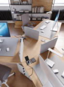 Imagine Lampă LED de birou GTV Tritton 6W cu încărcare wireless și USB