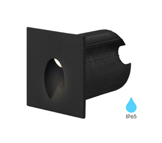 Imagine Corp de iluminat LED încastrat, pătrat, negru, 2W, 3000K, IP65