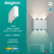 Imagine Corp de iluminat LED de perete 6W 3in1 VECTOR-B-WL Alb IP65