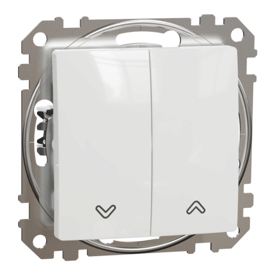 Imagine Intrerupator alb, curent nominal, pentru jaluzele, blocare electrica, 10 AX, tensiune 250 V AC Sedna SDD111104