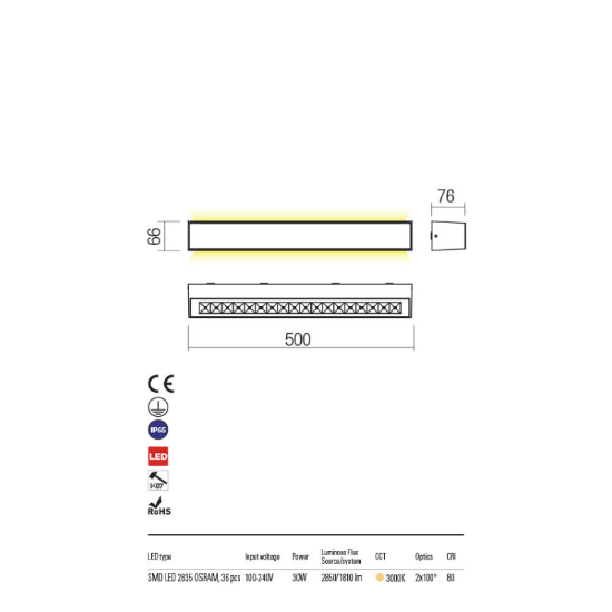 Imagine Aplica LED REDO AROOS SMD 30W IP65 SWH 3000K