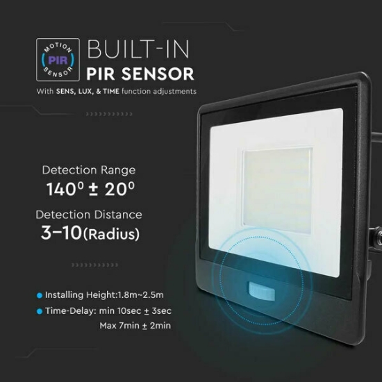 Imagine Proiector LED V-TAC cu senzor, 50W, cip Samsung SMD, Slim, lumină rece, 5 ani garanție