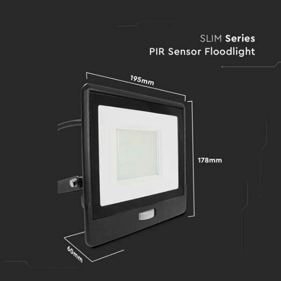 Imagine Proiector LED V-TAC cu senzor, 50W, cip Samsung SMD, Slim, lumină rece, 5 ani garanție