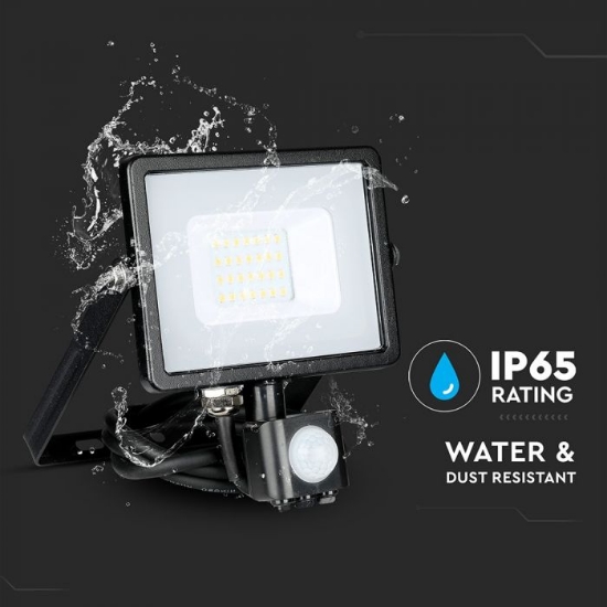 Imagine Proiector LED SMD 20W 6400K IP65 cu senzor de mișcare V-TAC Negru