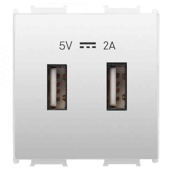 Imagine Priză USB 2A 5V, 2 module, albă, Panasonic Thea Modular