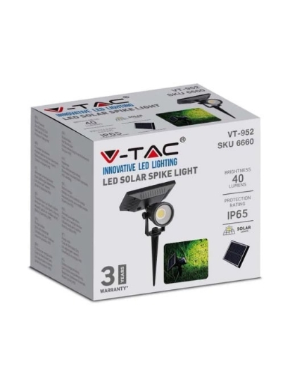 Imagine Lampă de grădină 2W cu încărcare solară IP65 3000K